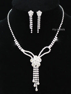 Wedding Flowers Crystal Necklace Earrings Set XS1165-0